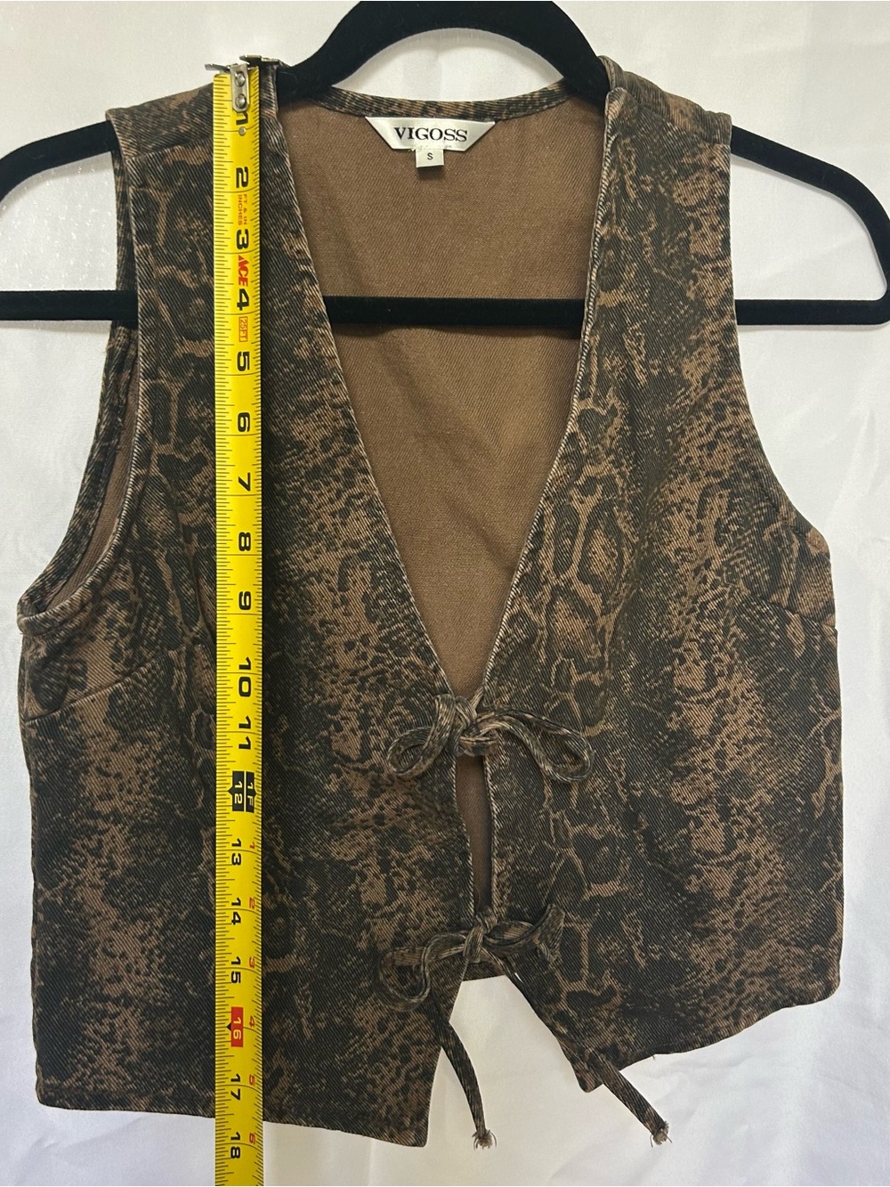 Vigoss Brown Snake-Print Sleeveless Tie-Front Vest - Picture 4 of 5